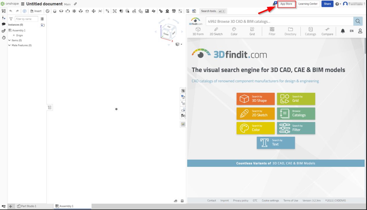Download 3Dfindit Cloud Integration for Onshape via the app store