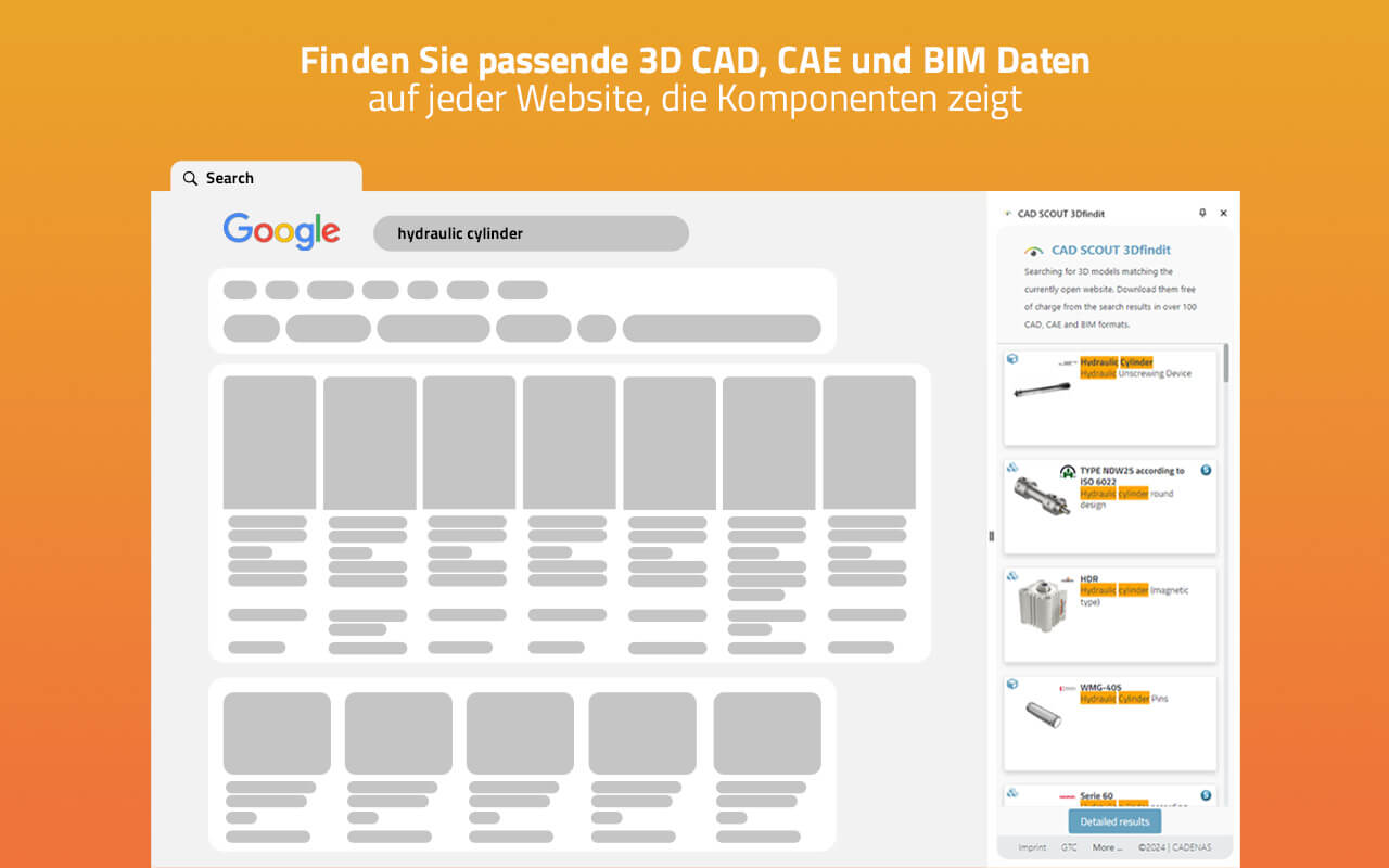 Passende 3D CAD, CAE und BIM Daten auf jeder Website finden