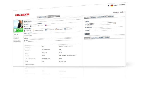Data Becker 3D CAD Downloadportal PARTcommunity von CADENAS