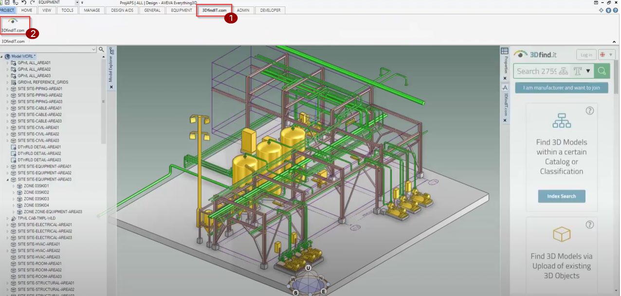 Integration 3Dfindit in AVEVA Installation