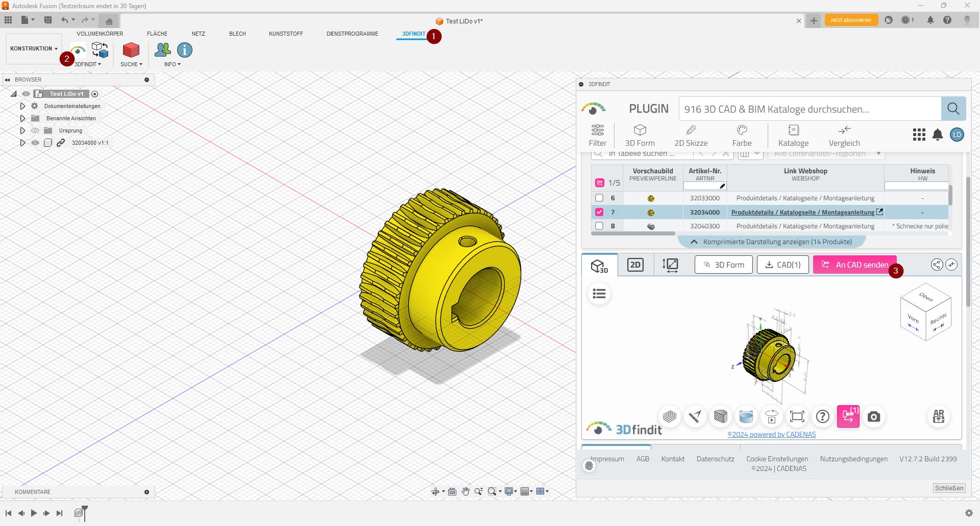 Fusion 360 Plugin 3Dfindit