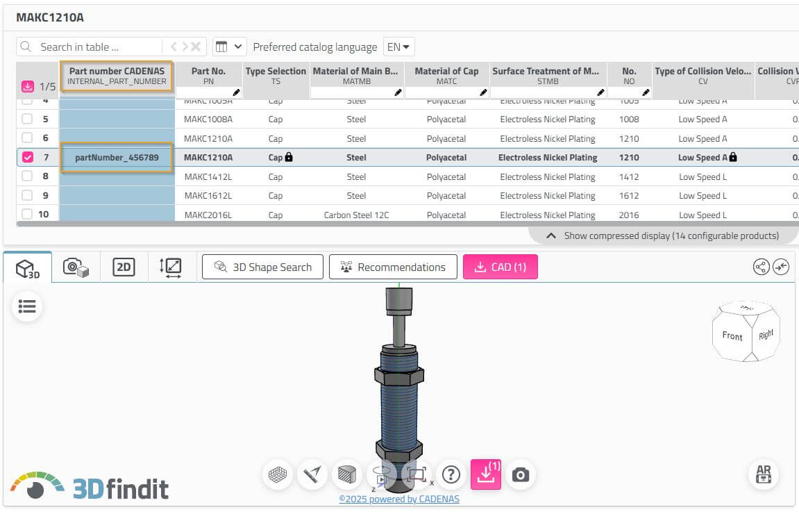 COLLABORATION 3Dfindit: Visible Partnumber in Digitaltwin product