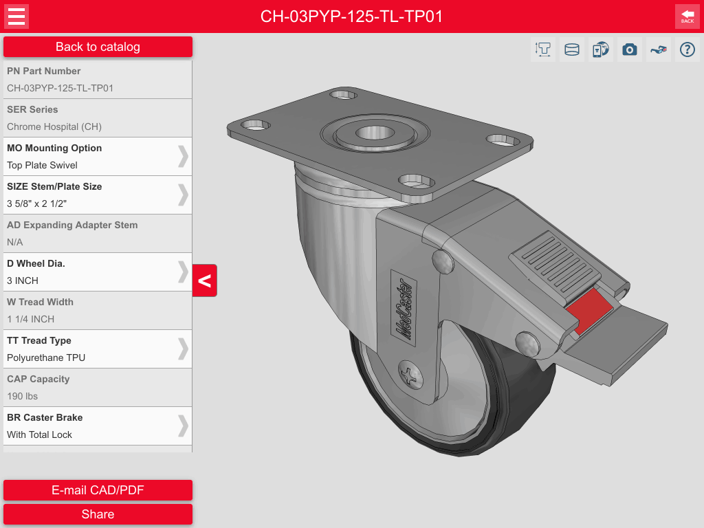 Colson Caster Launch World's First Caster Models App with Configurable 3D built by CADENAS PARTsolutions